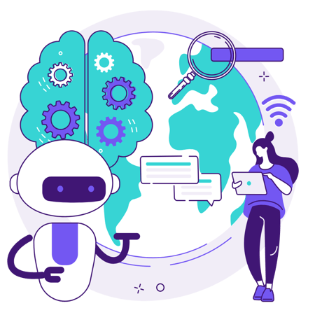AI with human intelligence scaling globally graphic AI with human intelligence scaling globally graphic